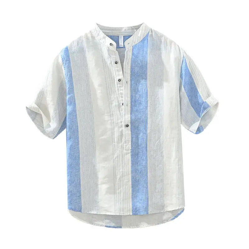 Striped Male Shirts Loose Short Sleeve Men's Shirt Elegant New In Casual Clothes Sale High Quality Luxury Normal Aesthetic Tops