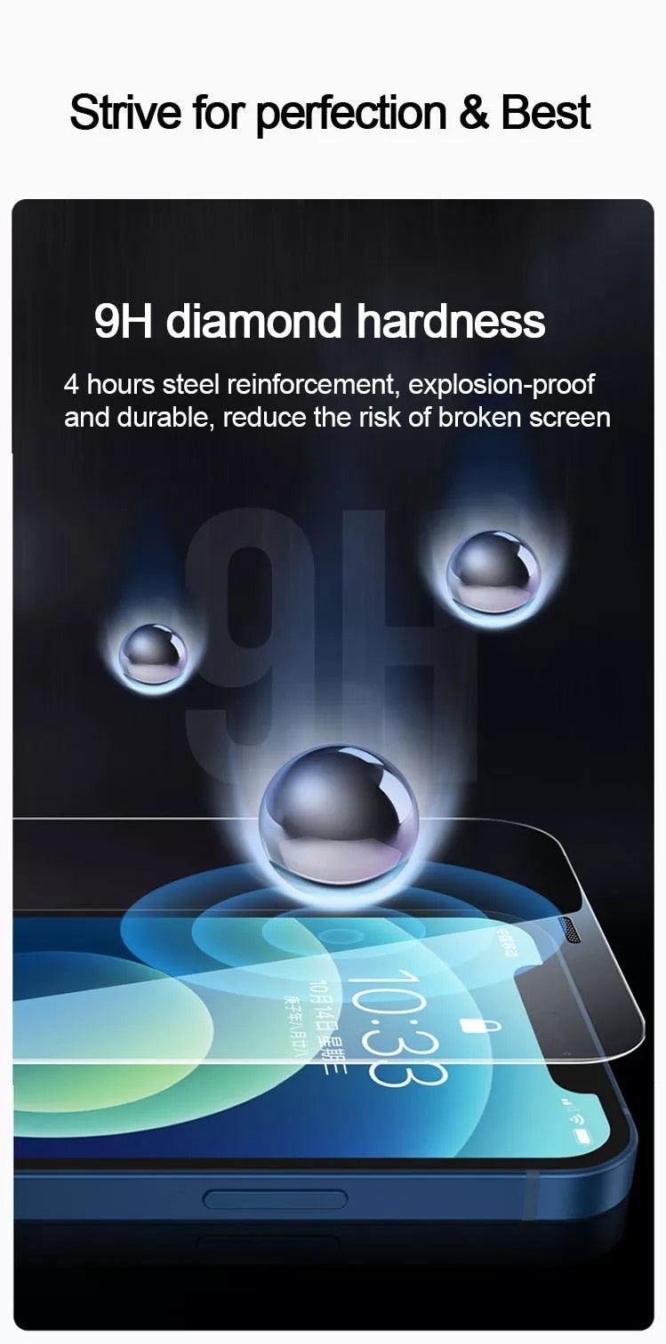 4PCS Tempered Glass for iPhone 11 12 13 Pro XR X XS Max Screen Protector on for iPhone 14 Pro Max Mini 7 8 6 6S Plus 5S SE Glass Tempered Glass Pad Full Screen Screen Protector