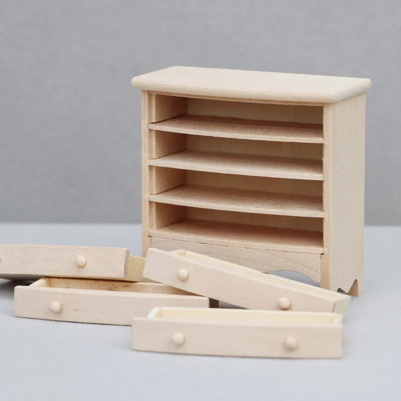 1:12 Doll House Bedroom Furniture Dollhouse Miniature Bedside Table Series Storage Cabinet Drawers Model Decor Toy Accessories