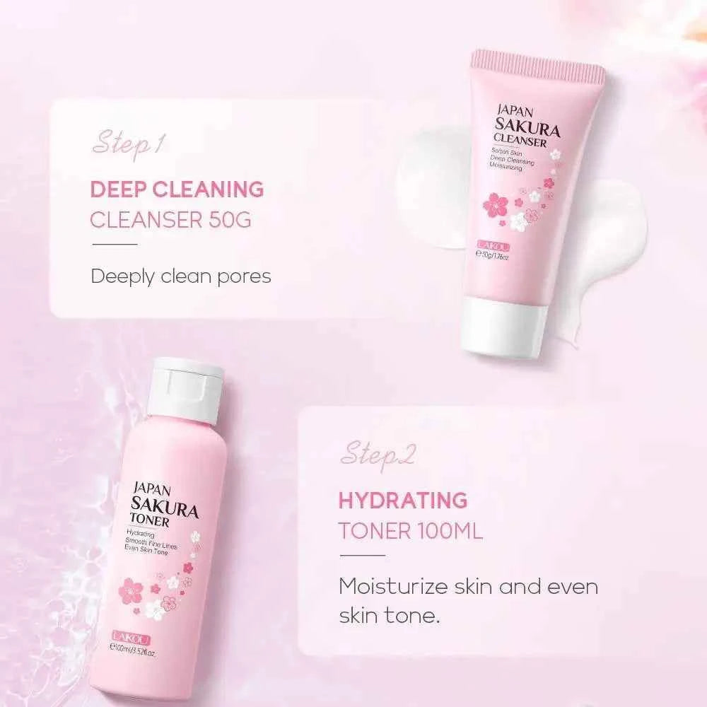 Sakura Skincare Set, 29pcs/set Deep Cleansing & Moisturizing Skin Care Kit, Facial Skin Care Product for Women & Girls