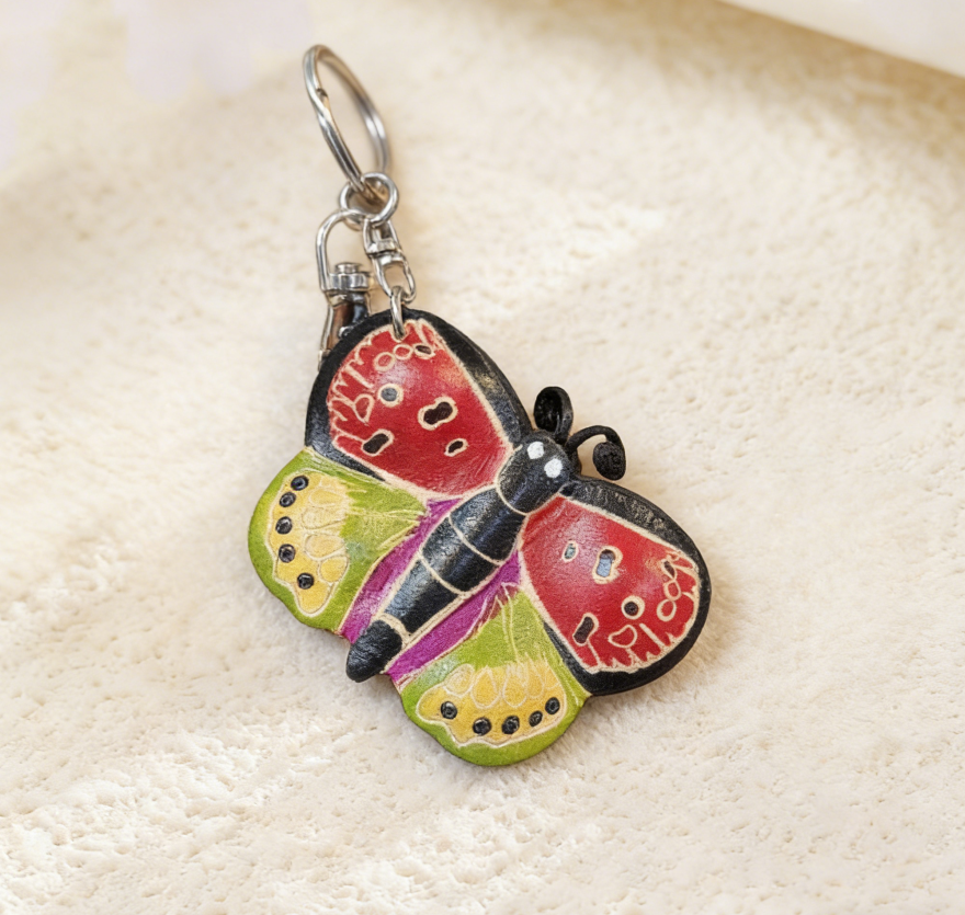 Handmade Butterfly Leather Keychain
