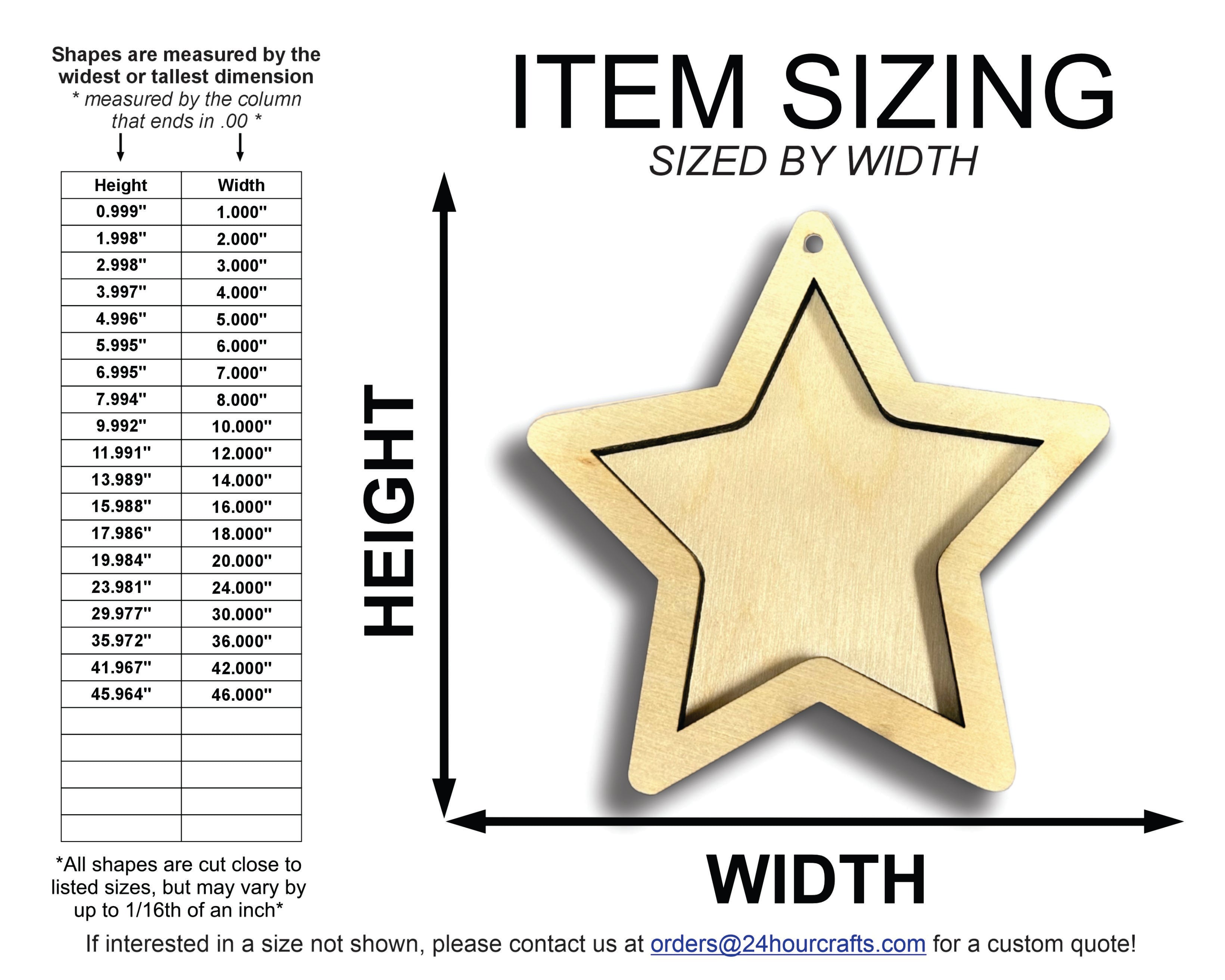 Unfinished Wood 2 Layer Star Shadowbox Shape | DIY Craft Cutout | up to 46" DIY