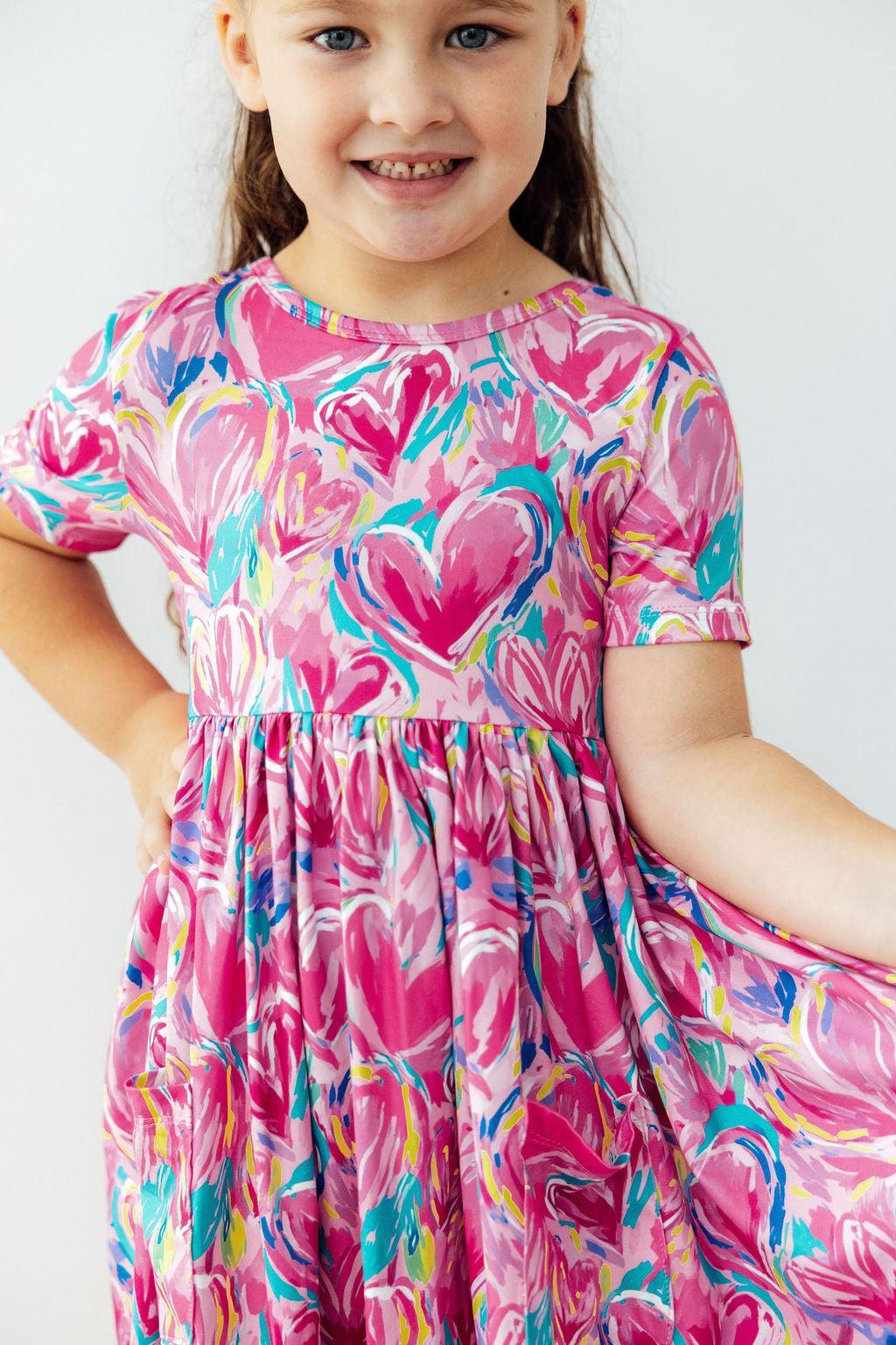 Sweetheart Scribbles S/S Pocket Twirl Dress