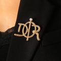 Vintage D Letter Twist Brooch