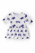 TCU White Frog 3/4 Sleeve Twirl Bodysuit