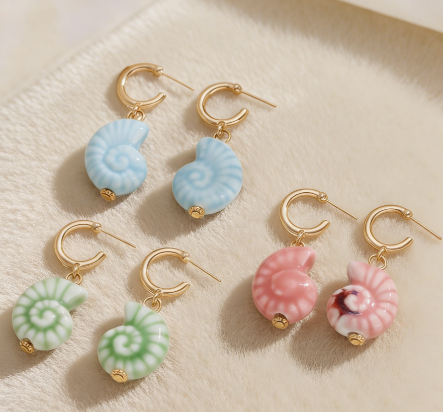 Ocean Series Shell & Candy Color Ear Cuffs