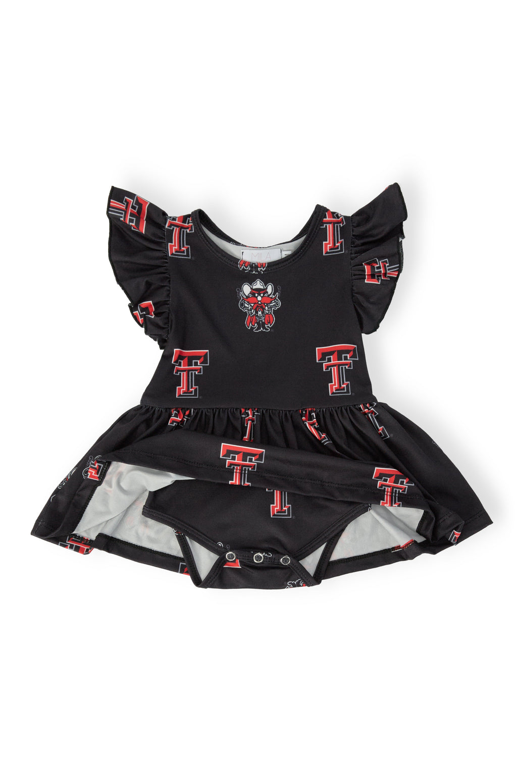 Texas Tech Black Raider Red S/S Flutter Twirl Bodysuit