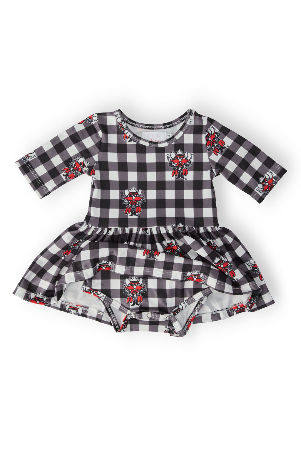 Texas Tech Plaid Raider Red 3/4 Sleeve Twirl Bodysuit