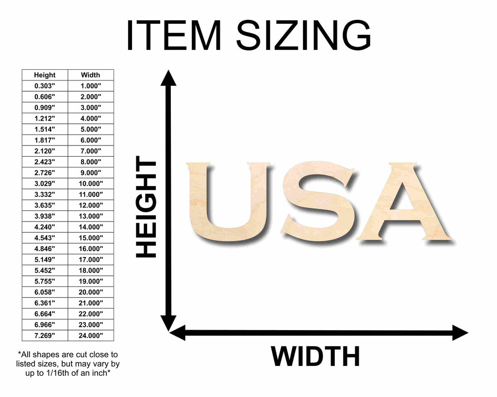 USA Block Letters Craft Unfinished Wood Cutout Font DIY handmade Gift