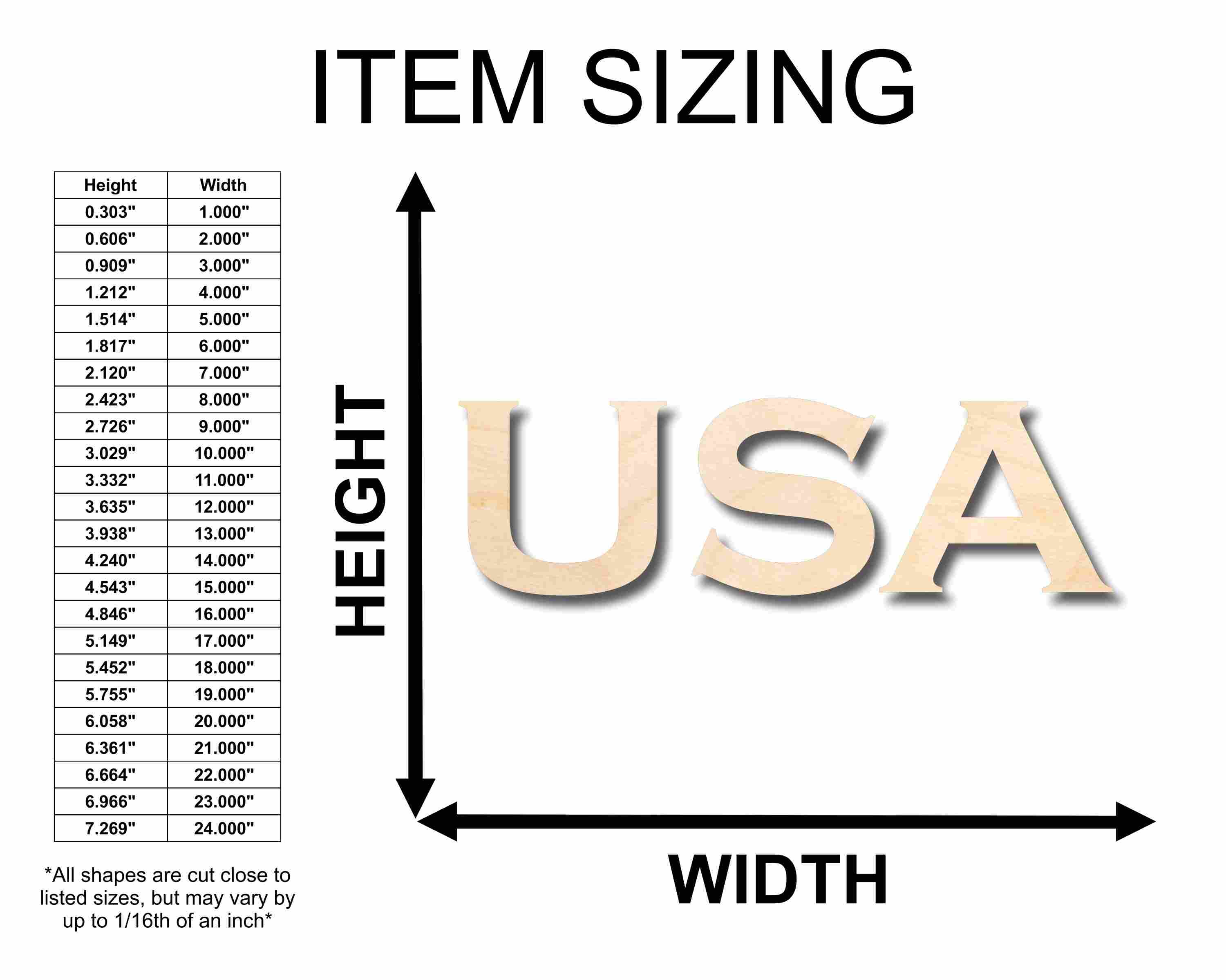 USA Block Letters Craft Unfinished Wood Cutout Font DIY handmade Gift