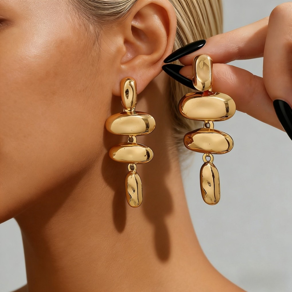 Vintage Textured Wrinkle Geometric Earrings