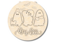 Unfinished Wood Hey Boo Ghost Cat Door Sign Kit | Wood Craft Cutouts | 1/4" Thick |