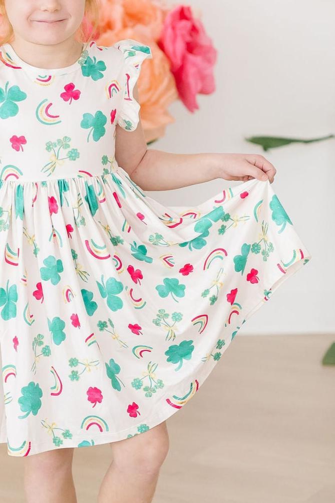 SALE Top of the Mornin' Flutter Sleeve Twirl Dress