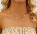Stainless Steel Sparkling Zircon Tassel Necklace