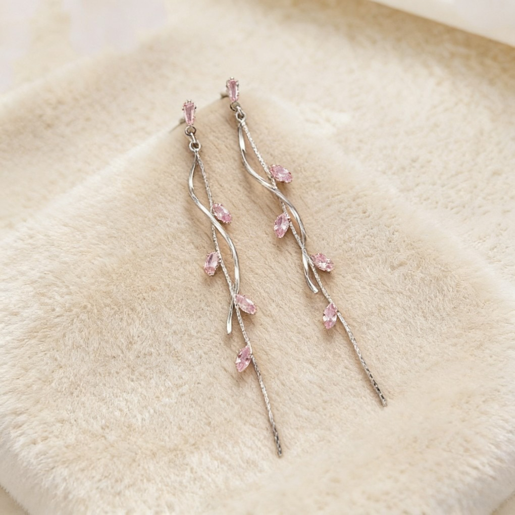 Vintage Long Zircon Tassel Earrings
