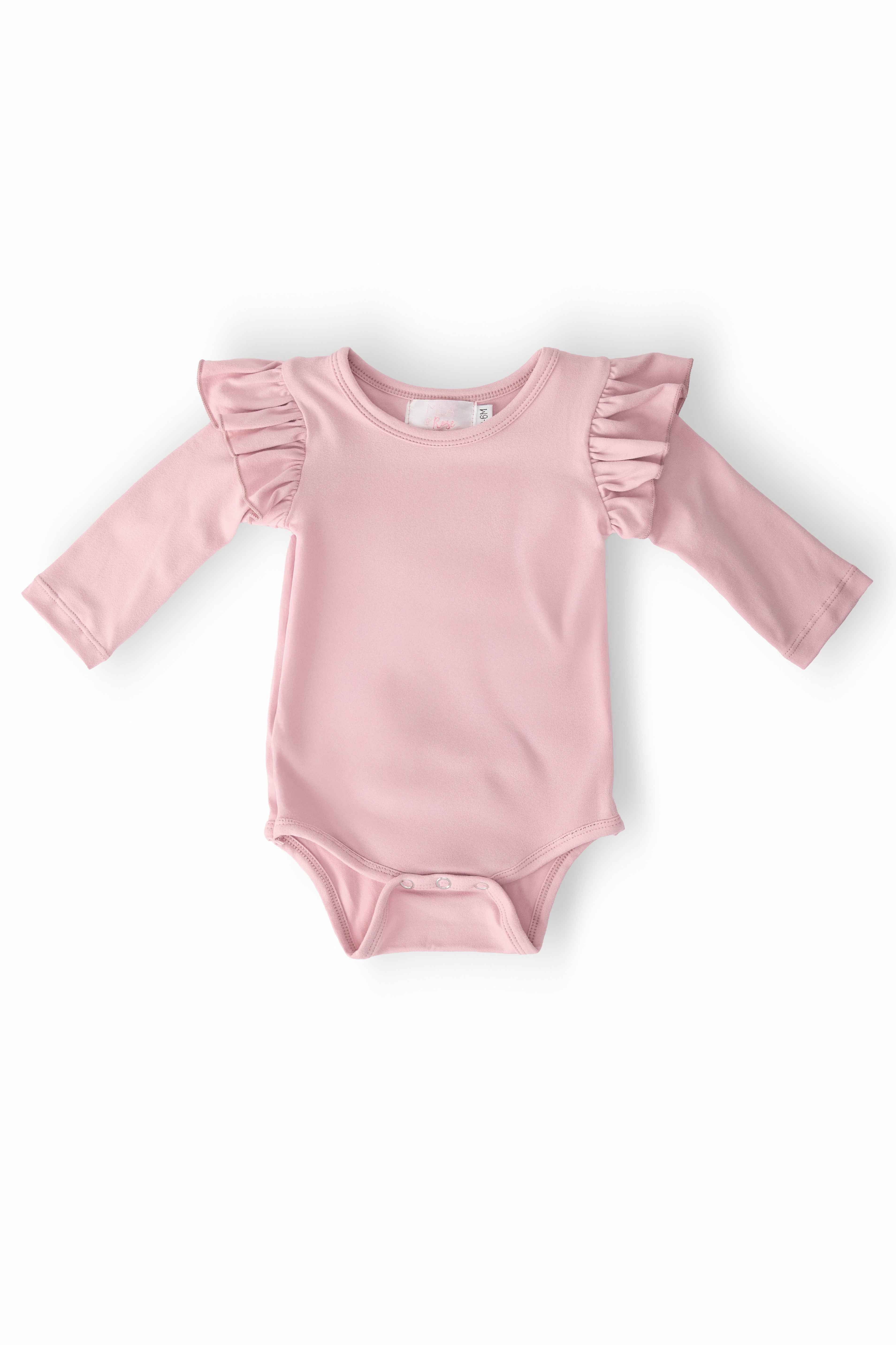 Vintage Pink L/S Flutter Bodysuit