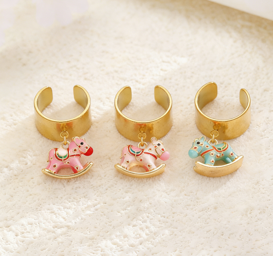 Enamel Pony Horse Brings Money Ring
