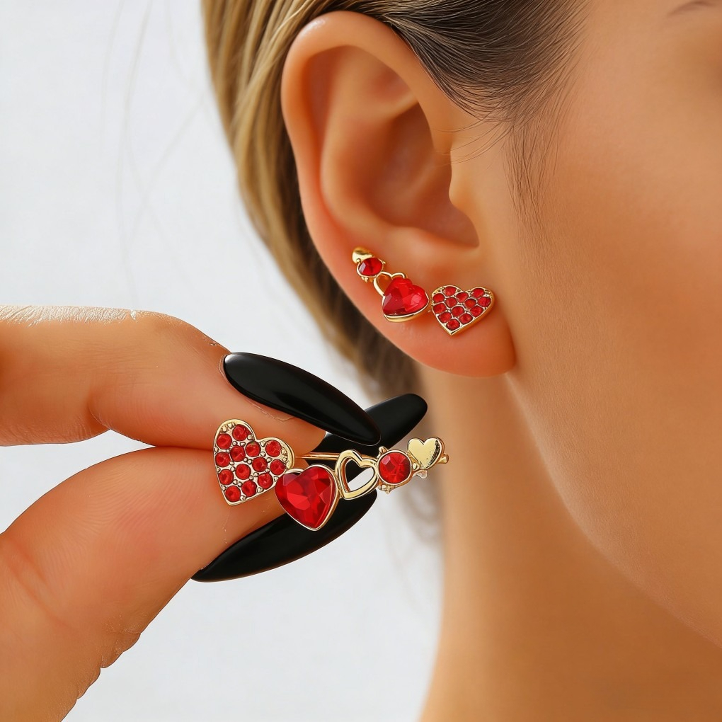 Vintage Light Luxury Heart Zircon Earrings