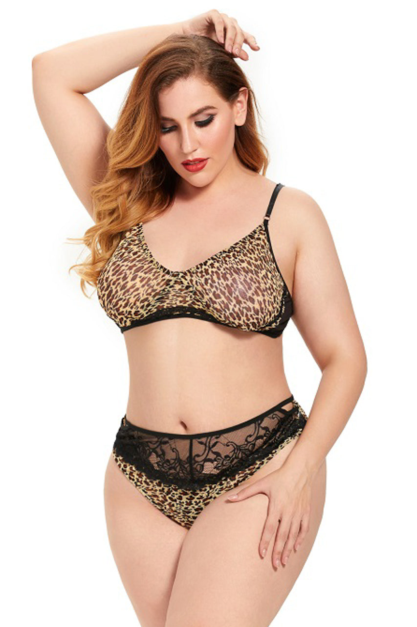 Plus Size Fierce Feline Bra Set