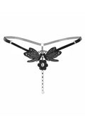 Plus Size Embroidered Butterfly Pearl Thong