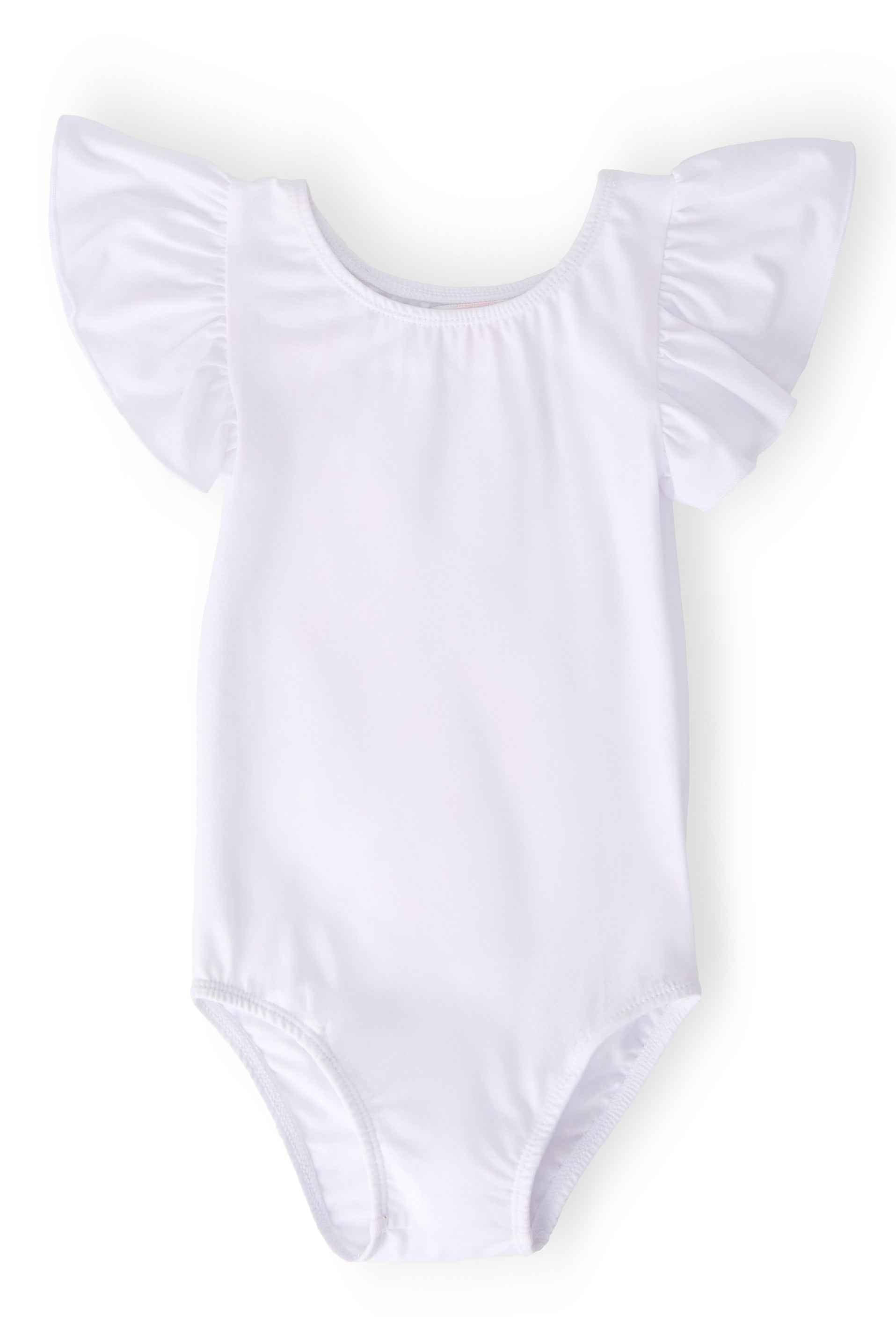 White S/S Flutter Sleeve Leotard