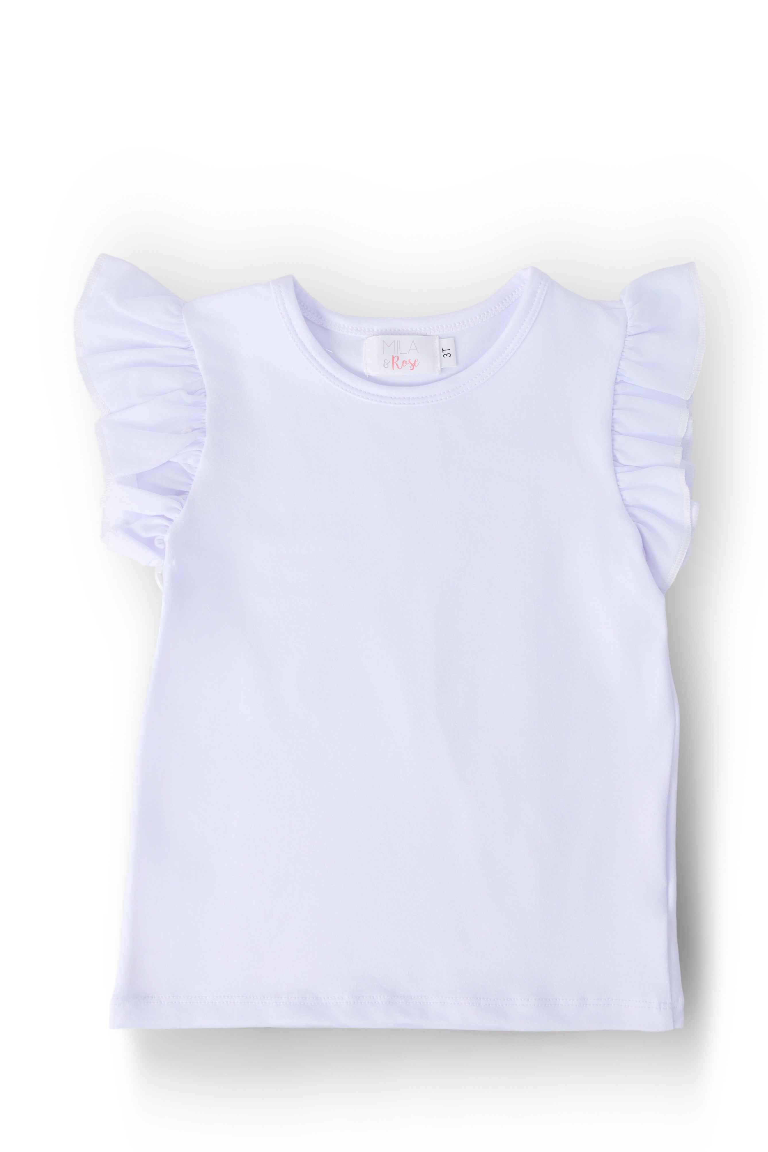 White S/S Ruffle Tee