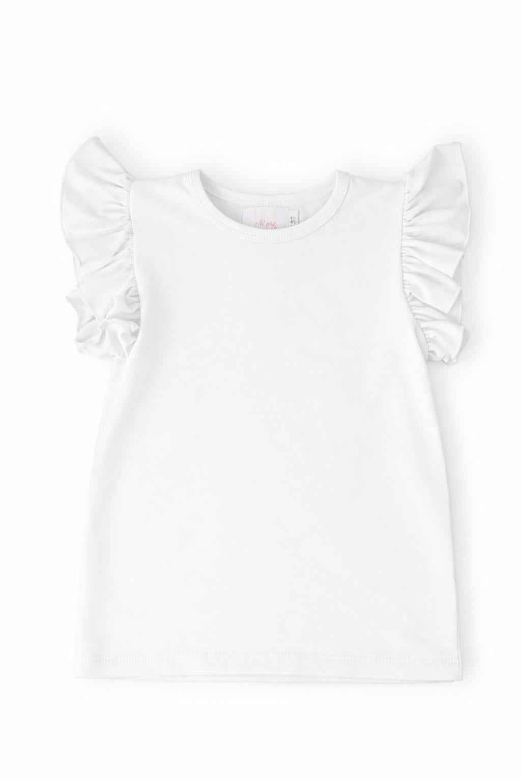 White S/S Ruffle Tee
