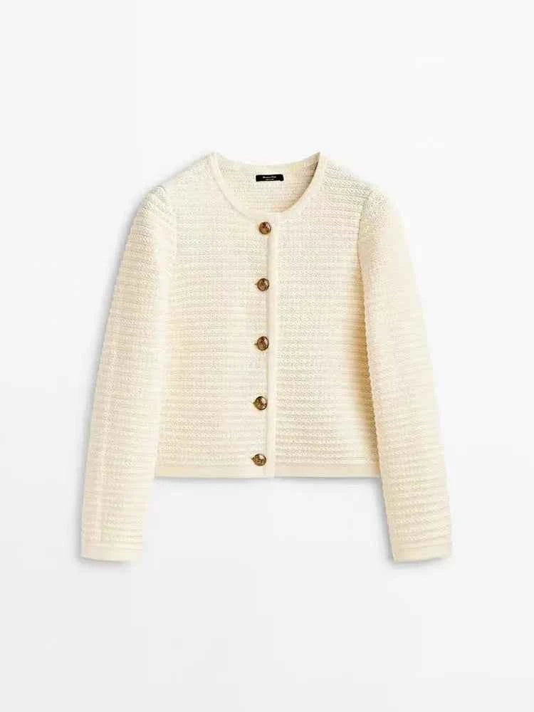 Women's Knitted Cardigan - Retro Long Sleeve Button Casual Top