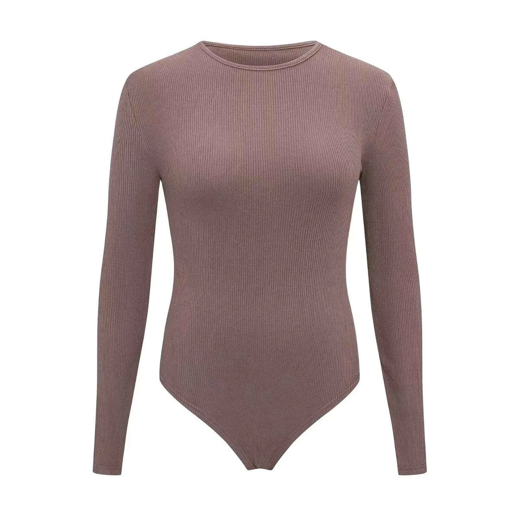 Women Long Sleeve O neck Tight Skinny Skims Style replacement Ribbed Bodysuit
