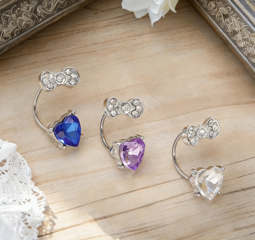 Cute Full Diamond Minnie Bow & Horseshoe Ear Cuffs