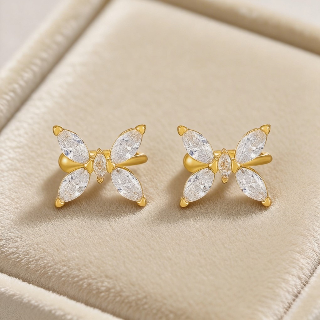 Trendy Copper Zircon Butterfly Ear Cuffs