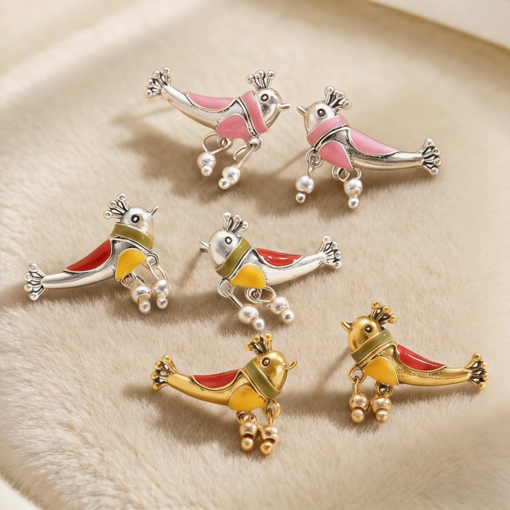 Vintage Palace Enamel Bird Earrings