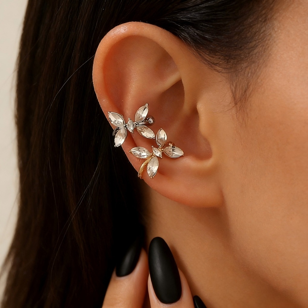 Trendy Copper Zircon Butterfly Ear Cuffs