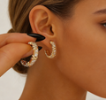 Light Luxury Zircon Color-Block Cross Hoop Earrings
