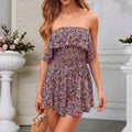 Summer Smocked Strapless Floral Dress