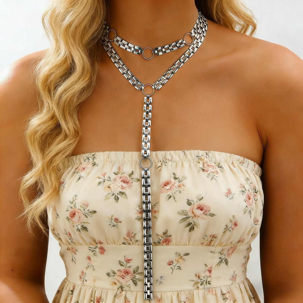 Y-Shaped Layered Necklace & Bracelet Set