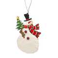 Wood and Fur Snowman Ornament - Tophat with Tree