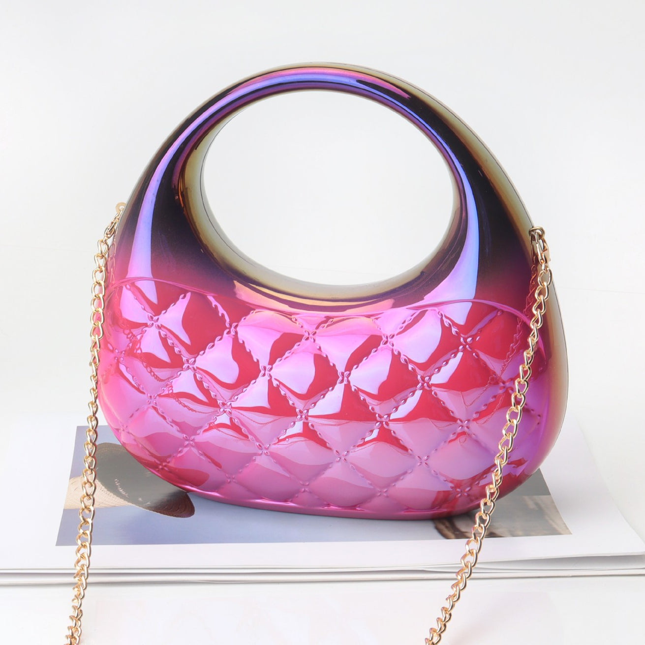 Shell Glossy Acrylic Bag, Shinny Dinner Colorful Bag Evening Clutch Purse Casual, Clutch Purse Party
