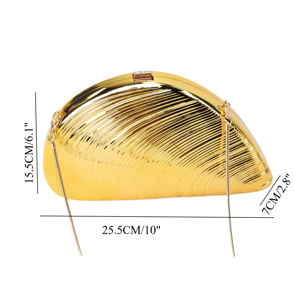 Gold  Dinner Bag Shell Dinner Bag Crossbody Chain Shinny evening Clutch Purse Party