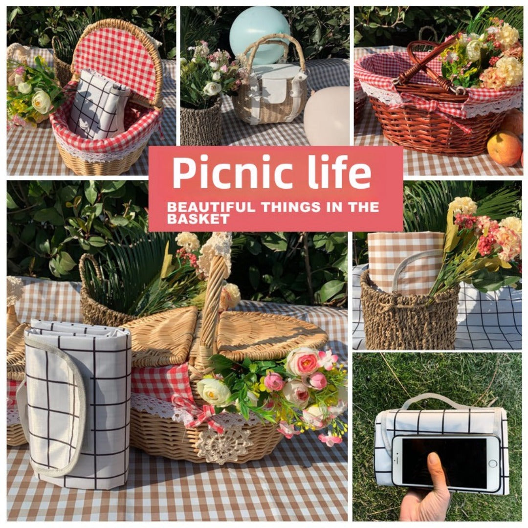 Spring outing thickened picnic mattress, outdoor camping mattress portable outing, plaid floor mat