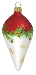 Krebs Glass Teardrop Ornament - Bi-Color Pine Garland - 4 Pack