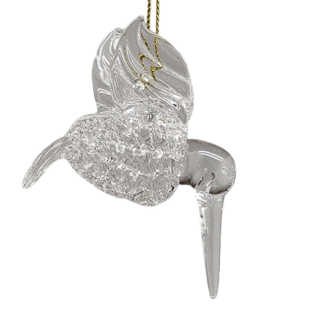 Spunglass Ornament - Clear Hummingbird