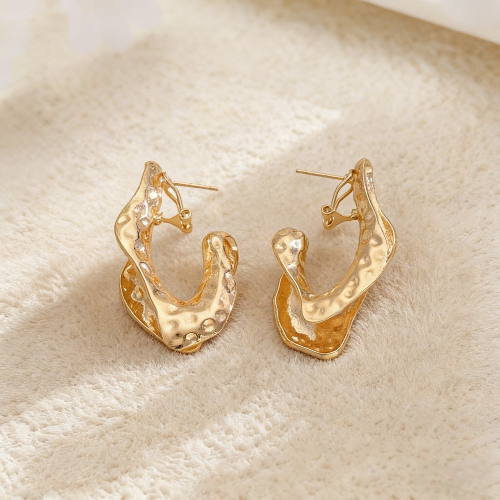 Vintage Textured Wrinkle Geometric Earrings