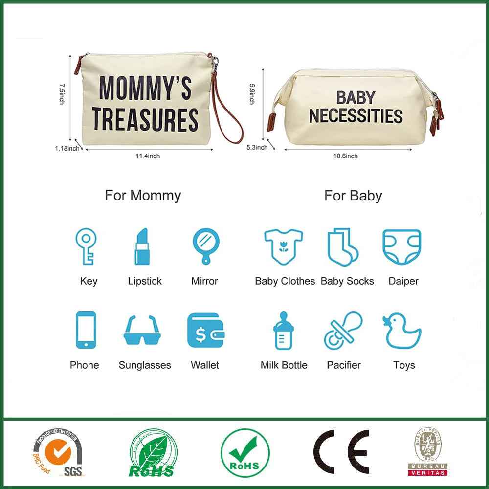 3-piece Portable Bag Set For Moms On Trips