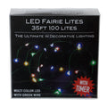 100-Light Battery Operated Multicolor Fairy Lights - Green Wire