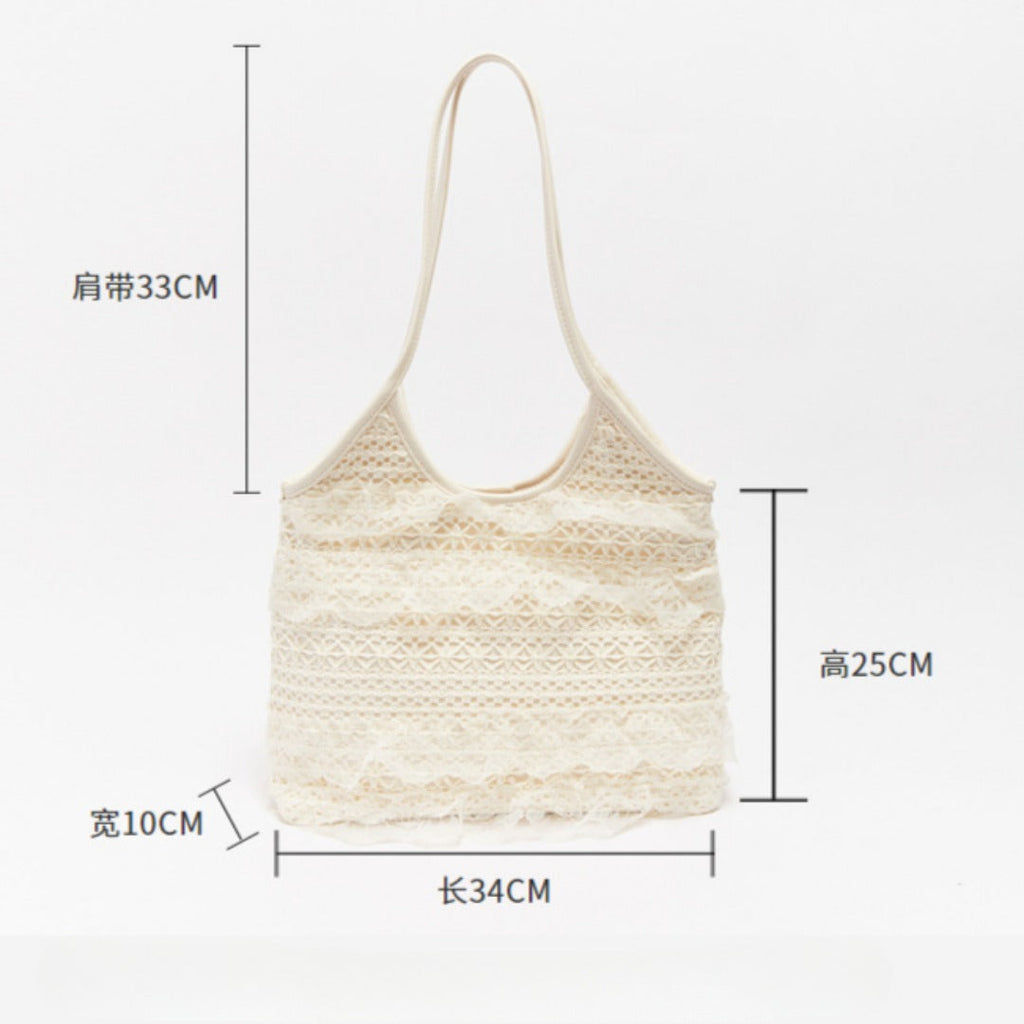 Summer woven bag casual vacation large capacity shoulder bag lace mesh shoulder bag beach bag summer purse hobo