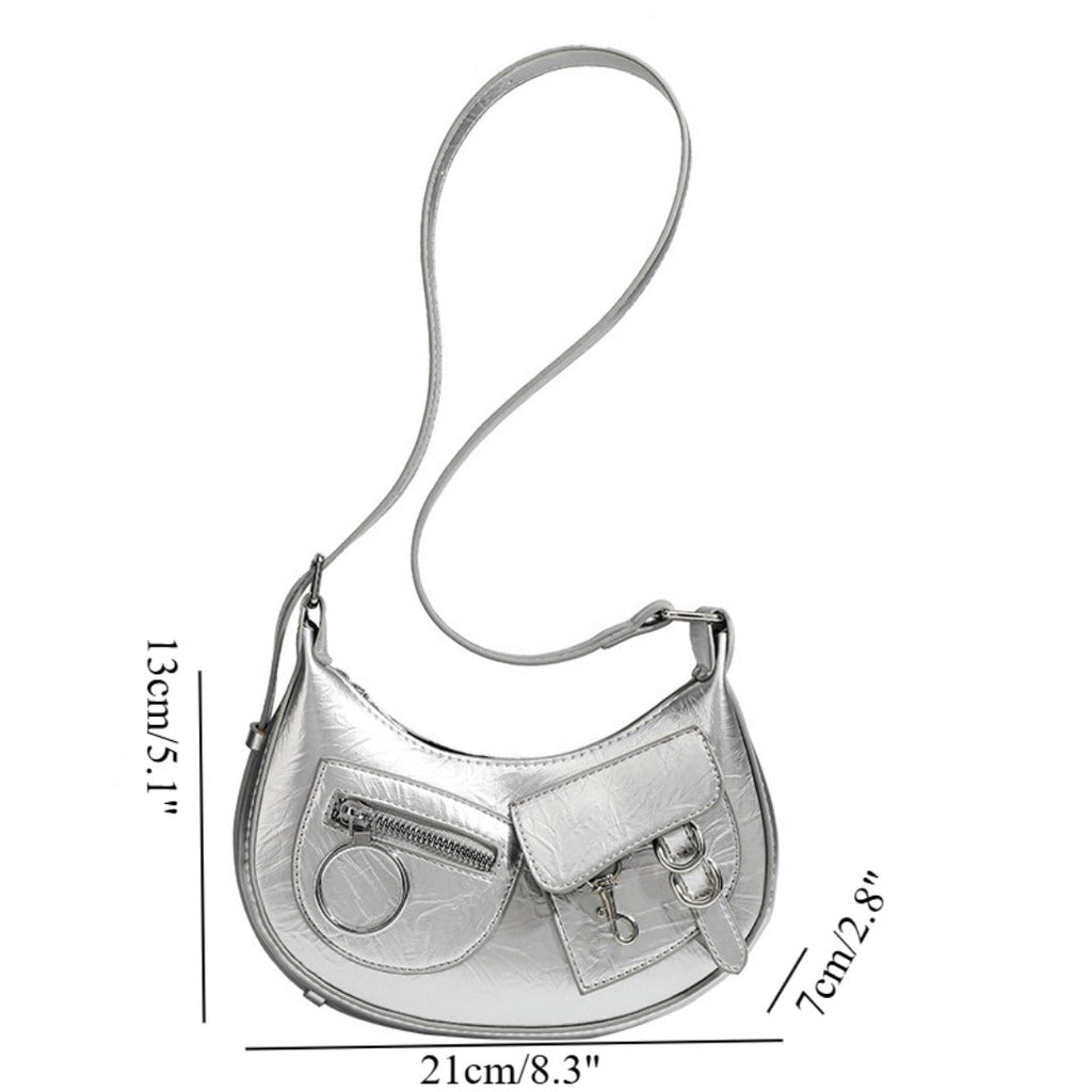 Design Stylish Retro Small Crossbody Bag - Versatile Punk Crescent Bag for Everyday Use