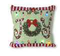 Wreath Lighted Holiday "JOY" Design Pillow