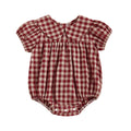 Girls Princess-Style Collar Plaid Bodysuit With Bib