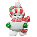 Snow Kid Ornament - Girl - Striped Hat